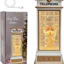 Christmas Snow Globe Lantern - Angel Scene Water Lanterns with Lights and Glitter - White Telephone Booth Decoration - USB or Battery Powered Musical Box for Adults Girls (Angel)