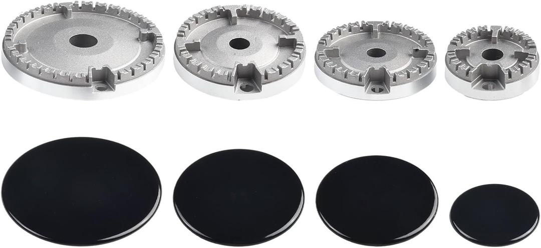 Cooker Hat Set,Cooktop Burner Cap & Burner Head Replacement Kit,Gas Stove Burner Cap Set of 4, Suitable for Most Gas Stove Burners, 1 Large 1 Small and 2 Middle(Flat)
