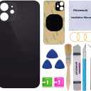 OEM Rear Back Glass Replacement for iPhone 12 6.1 inches with Reparing Toolkit and Pre-Installed Adhesive (Black)