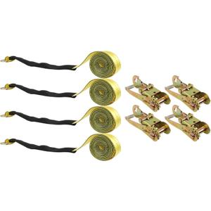 Classic Yellow Lasso Style Car Tie Down with Snap Hooks 2 Inch x 96 Inch 4 PCS 3,300 lbs Safe Working Load (Does not apply)