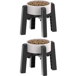 CZPET Dog Bowl Stand Width Adjustable [2 Pack, Stand Only], Elevated Pet Water & Food Feeder Stand for Medium Pets, Raised Stable and Anti-Slip Raised Bowl