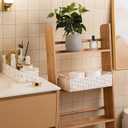 OIAHOMY Toilet Paper Baskets Handmade Paper Rope Decorative Wicker Storage Tank Shelf Cabinet Organizer for Bathroom Home, Set of 2, White
