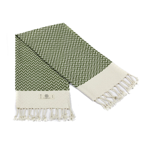 Madamelique Exclusive Hand Towels Set of  1 -18 x 40 Inches - Decorative Bathroom Peshtemal Towel for Hand, Face, Hair, Yoga, Tea, Dishcloth, Kitchen and Bath - 100% Pure Cotton (Olive)