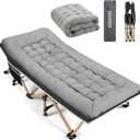 Portable Camping Cot, 600LBS Max Load, Extra Wide with Thick Mattress, Folding Cot for Outdoor Camping/Office, Home Nap (Grey)