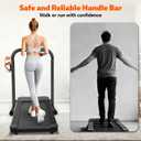 Handle Bar for Walking Pad Only, Suitable for Walking Pad up to 19.7" Wide, Adjustable Treadmill Handlebar Height from 34" to 42", Tall People Friendly, Extended Base, with Cup Holder, Black