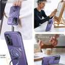 JAME for Samsung Galaxy A17/A16 5G Case, Ring Holder Stand, Slide Camera Cover, 2 Pack Screen Protectors, Dual-Layer Shockproof Protective, Magnetic Accessory Friendly Galaxy A16/A17 4G Case, Purple