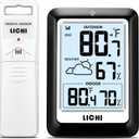 Indoor Outdoor Thermometer Wireless Weather Station, Internal External Thermometer Hygrometer, Home Batteryoperated Temperature Humiditymonitors330 Feet (About 100 Meters) Backlight Display (Black and White)