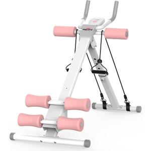 RELIFE REBUILD YOUR LIFE AB Workout Machine Adjustable Ab Trainer Machine Foldable Ab Cruncher Strength Training Equipment for Home Gym, Full Body Workout Equipment 440 LBS (Pink)