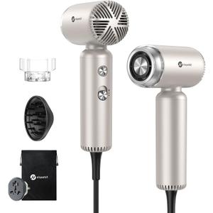 slopehill Travel Dual Voltage Hair Dryer - Lightweight | Compact | Portabe | 110,000 RPM High Speed | Fast Drying | Professional Ionic Blow Dryer, International 100-240V, Smooth Hair, Gifts for Women (Stone)