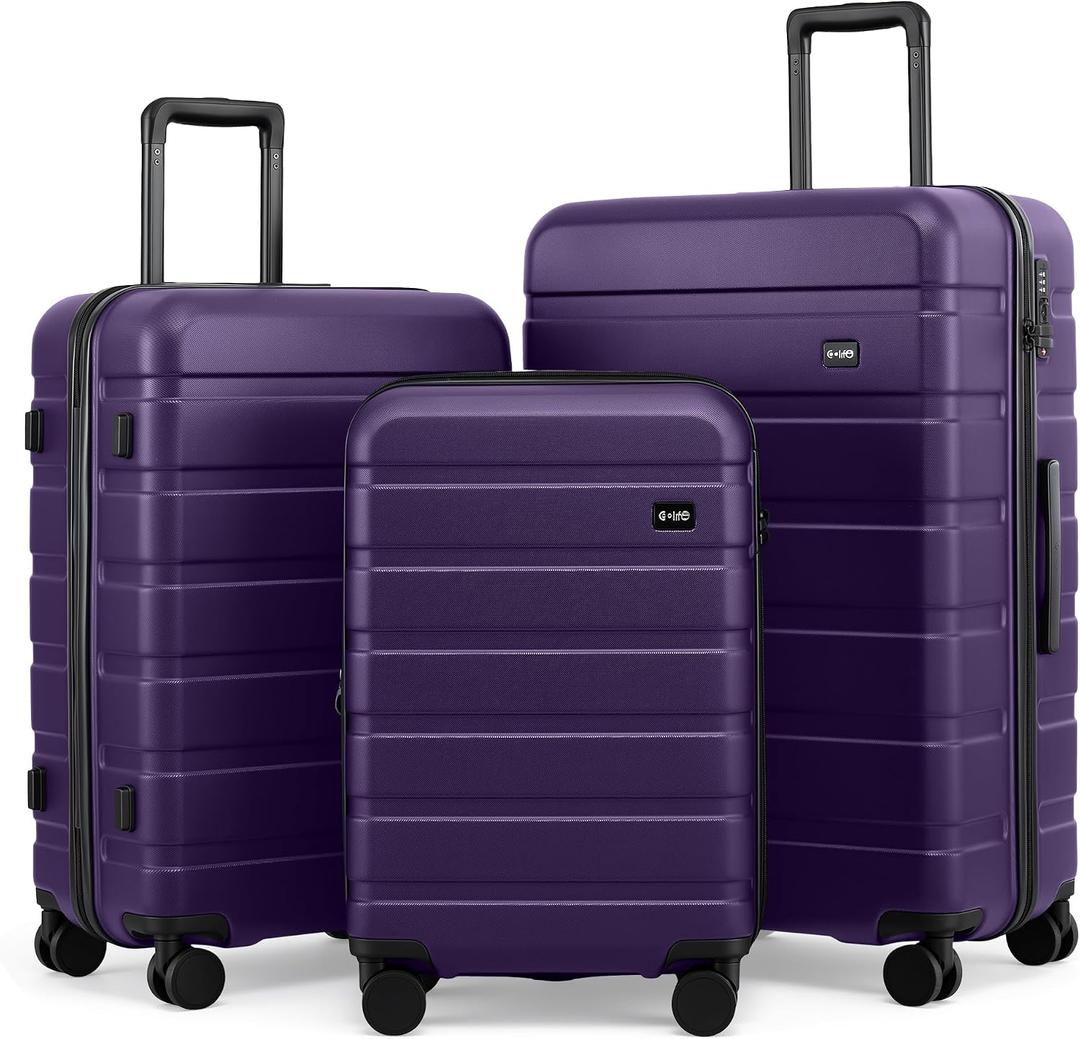 Coolife Luggage Set, 3 Piece Lightweight Durable Hardshell, Deep Purple
Upgraded Polycarbonate Shell Suitcase,360° Double Spinner Wheels,Expandable (20"Only),TSA Lock,Aluminum Handle,Nested Design