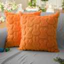DFXSZ Easter Pillow Covers 16x16 inch Set of 2 Easter Decoration Orange Rabbit Soft Plush Faux Fur Jacquard Throw Pillows for Bedroom Sofa Holiday Festivals Home Decor FHJ-010E16