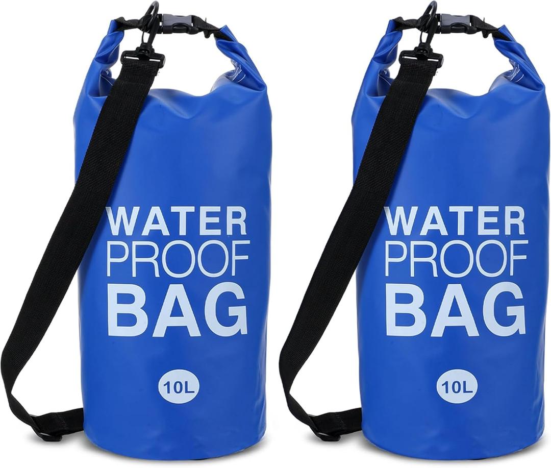 Dry Bag, 10L Waterproof PVC Bag with Roll Top Design, Protective for Phone & Essentials, Blue, for Kayaking, Boating, Beach & Camping
