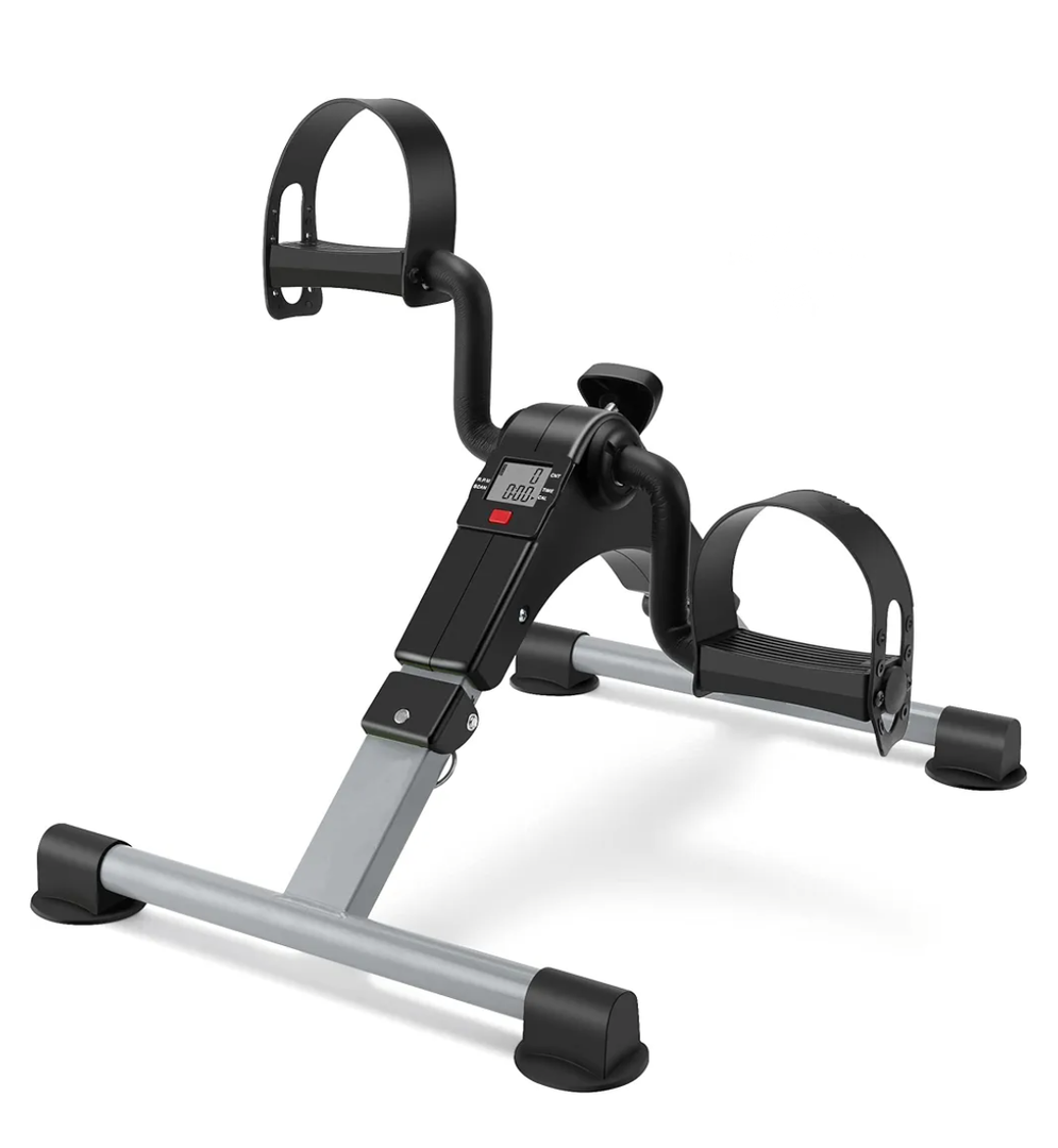 Folding Exercise Bike Pedal Exerciser Portable Desk Bike with LCD Display for Arms and Legs Workout