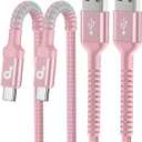 iPhone 16 USB C Cable Fast Charging [2 Pack, 6FT], USB A to USB C Charger Cord, Upgraded Extra Durable Braided USBC Cable Compatible with iPhone 17 16 15 Pro Max, LG and More-Pink