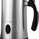 Ovente Electric Double Wall Insulated Milk Frother with 5 Ounce Frothing and 10 Ounce Heating Capacity, Hot or Cold Froth Function, For Hot Latte, Cappuccino, and More, Silver (FR4810BR)