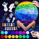Paint Your Own Moon Lamp Kit, 16 Colors Rechargeable Night Light, Arts and Crafts Kit Art Supplies for Kids Ages 9-12,Valentines Crafts Kit for Teen Girls Boys, DIY Galaxy Lamp for Bedroom Space Decor (Fashion)