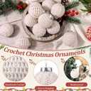 Soulchen 12 Pcs Farmhouse Crochet Christmas Ornaments 6 Styles 2.36 Inch Handmade Neutral Knitted Crochet Ball Ornaments for Xmas Tree Beige Christmas Decoration