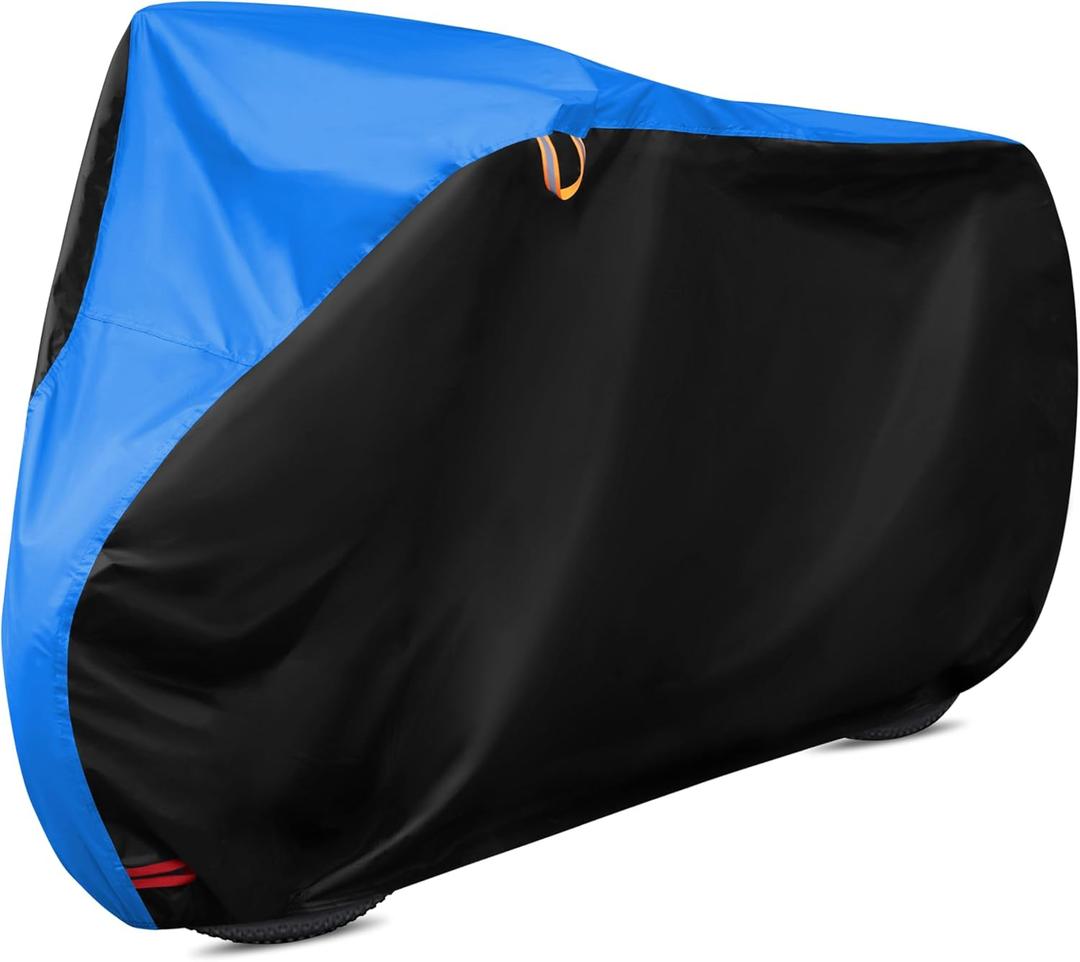 Bike Cover Outdoor All Weather Waterproof Rain Sun UV Dust Wind Proof with Lock Hole for Mountain & Road Bikes with Storage Bag XL (Black & blue, 79 x 27.5 x 44 inches)