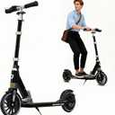 Scooter for Kids 8-12, Teens and Adults, Folding Kick Scooter with Adjustable Height, 8IN Big Wheels Scooters W/Anti-Shock Suspension, Up to 300 Lbs, Bearing ABEC9