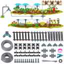 240FT Quick-Connect Drip Irrigation System, Garden Watering System 1/4" & 1/2" Fast-Lock Tubing, Adjustable Nozzles Emitters for Outdoor Raised Garden Beds,Greenhouse, Lawn, Patio