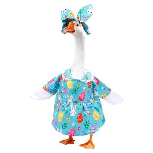 Yymobt Easter Porch Goose Outfit for 23 Inch Lawn Cement Plastic Goose Statue Clothes Colorful Eggs and Flower Geese Cloth with Bunny Hat Dress for Spring Outdoor Patio Yard Garden Holiday Decoration