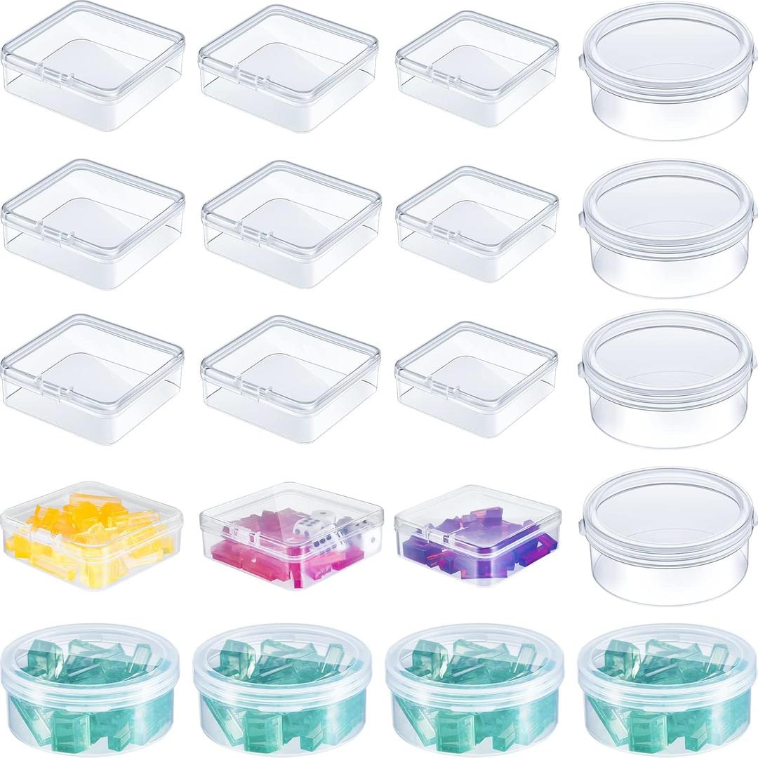 20 Pcs Clear Board Game Tokens Storage Containers Trays Clear Plastic Beads Storage Containers Box Assorted Sizes Storage Boxes Game Components with Lids Pieces, Dice, Tokens, Beads