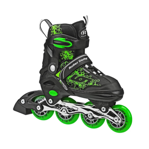 Roller Derby ION 7.2 Boy's Adjustable Inline Skate, Size: 2-5 Youth, Black/Green