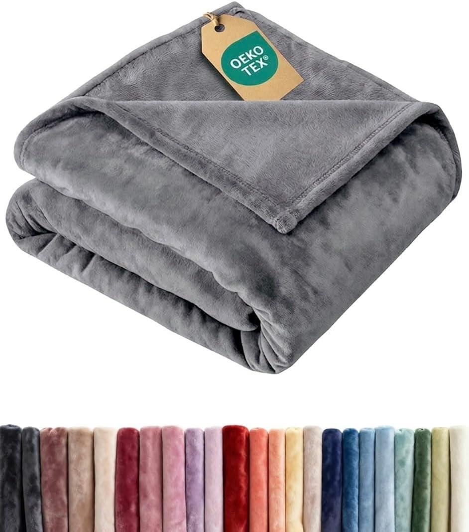 Ultra Soft Fleece Blanket Twin Size - Flannel Fleece Luxury Twin Blanket - Lightweight for Couch Bed Chair - Thick, Warm & Breathable - All Season Cozy Fuzzy, Anti-Static Microplush Bedding, Dark Grey