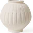 Kokrose Ceramic Round Vase, Cream Pottery Textured Terracotta Vase for Centerpieces, Rustic Farmhouse Style, Ideal for Flowers and Decorative Use, 7.9 Inches