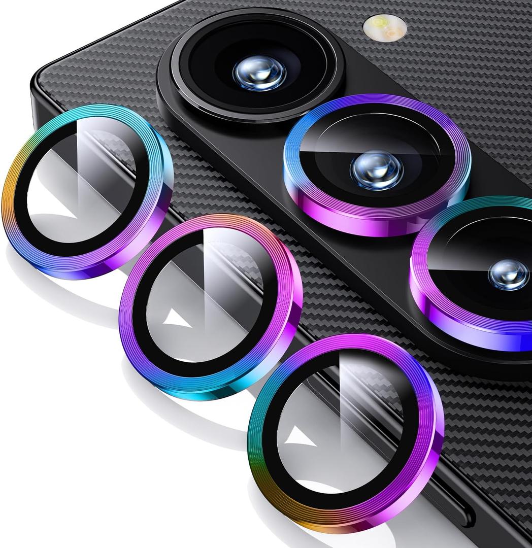WSKEN for Z Fold 6 Camera Lens Protector Case Cover, Ultra HD Tempered Metal Glass Anti Scratch Rear Camera Screen Protector Shockproof Film for Samsung Galaxy Z Fold 6 5G 2024 Accessories,Colorful