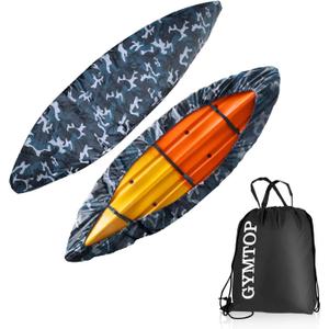 7.8-18ft Waterproof Kayak/Canoe Cover - Storage Dust Cover UV Protection Sunblock Shield for Fishing Boat/Kayak/Canoe 7 Sizes [Choose Color] (Ocean Camo(Upgraded), Suitable for 9.3-10.5ft)