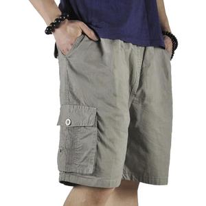 Mens Cotton Loose Drawstring Cargo Short with Full Elastic Waist (36)