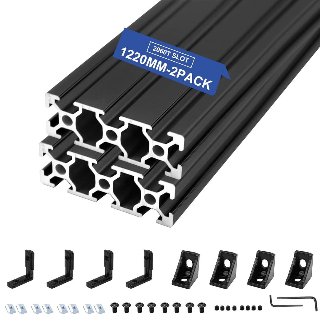 2 Pack 2060 T Slot Aluminum Extrusion 1220mm 48 Inch Black