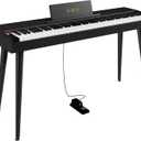 digital Piano 88 Key Semi Weighted Keyboard,Full-size Electric Piano for Beginners,with Sheet Music Stand,Pedal,Power Adapter,Headphone Mode,USB-MIDI (Matte Black)