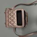 YQODSZ for Motorola Moto Razr 2023 Wallet Case with Crossbody Strap, Women Girls PU Leather Flip Cover RFID Blocking Card Holder Zipper Close Flip Protective Case for Motorola Razr 2023 Rosegold