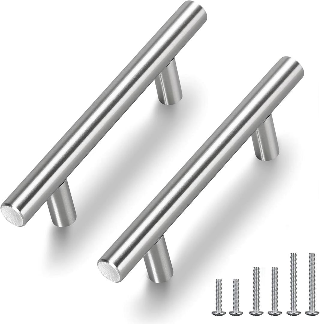 10 Pack 5" Brushed Silver Cabinet Pulls, Hollow (3" C-C) Universal Cabinet Handles for Kitchen/Bathroom/Dresser, Cupboard Hardware for Bar Pulls
