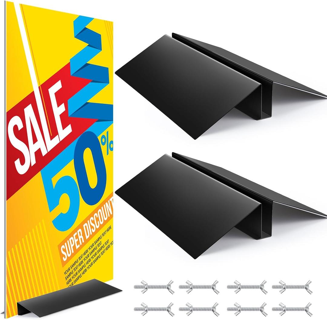 Blulu 2 Pcs 24 Inches Metal Floor Sign Stand Holder M Mount Holder Graphic Floor Standing Display Stand for Composite Foam Board, Acrylic Glass Sign, Base Only