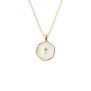 Gold Cross Necklace with Enamel Detail, Baptism and First Communion Gift, Faith Necklace