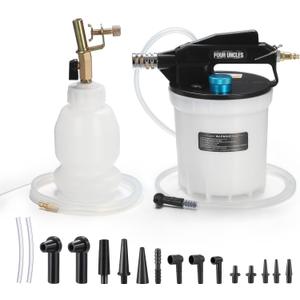 FOUR UNCLES Brake Bleeder Vacuum Pump Kit - Pneumatic Brake Fluid Extractor with 1L Refilling Bottle for Brake Fluid Bleeding, One-Person Operation (2L W/ Acc)