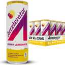 Accelerator Energy Drink, Berry Lemonade 12oz can (12 pack), Zero Sugar, Sustained Energy from 100% Natural Caffeine (200mg from Green Coffee Bean & Green Tea extract), BBD: 06/26