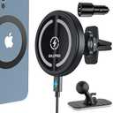 OHLPRO MagSafe Car Mount Charger, 15W QC 3.0 Fast Charging for iPhone 16 ProMax, Pro, Plus, 15, 14, 13, 12 Series, Stick on Car Dashboard & Air Vent Phone Holder