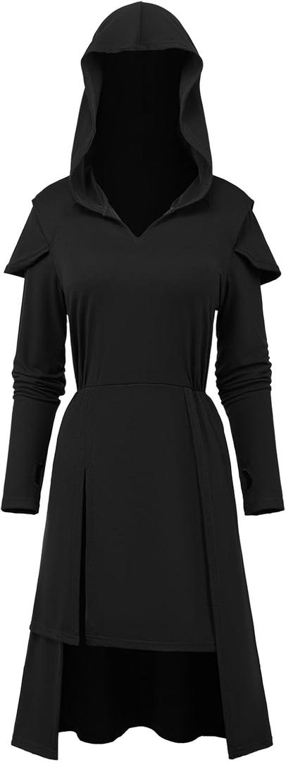 Medieval Clothing Women Renaissance Witches Costume Viking Gothic Dresses Cosplay for Halloween (Large, Black)