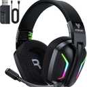 WESEARY Wireless Gaming Headsets for PC, PS5, PS4, Switch, Mac, 2.4GHz Wireless Gaming Headphone with ENC Noise Canceling Microphone, Bluetooth 5.4, Cool Lighting, 50H Battery, 50mm Drivers