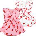 Dog Dresses for Small Dogs Girl Female Clothes Cat Clothes Cat Dress Cute Cotton Extra Small Summer Clothes Bow Decor Printed Strawberry Dog Birthday Outfit Puppy Clothes XS