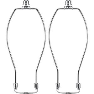 9 Inch Nickel Lamp Harp Holder Kit with Finial and Detachable Saddle Base, Light Duty, Saangseon Set of 2 DIY Lighting Accessories Horn Frame Lampshade Bracket