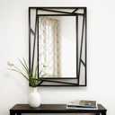 Rectangular Wall Mirror, 28''X20'' Matte Black Metal Framed Farmhouse Bathroom Mirrors for Bedroom Entryway Living Room, Hang Horizontally or Vertically