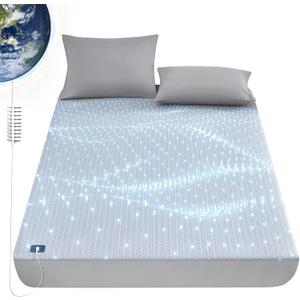 L'AGRATY Grounding Sheets King Size,5% Sliver Fiber Fitted Sheets Connected Earth, Deep Pocket(12-16in) Grounding Mattress Cover with Cord(King,Grey)