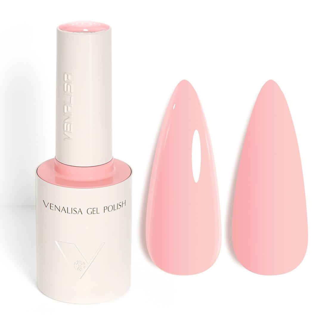 2 x VENALISA Baby Pink Gel Nail Polish, 1 Pcs Light Pink Gel Polish Pastel Soft Color High Gloss Soak Off U V Nail Manicure Salon and DIY at Home Gifts for Women