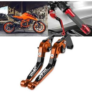 FOR Duke duke 125 200 250 390 2023 2022-2017 accessories brake lever clutch lever motorcycle CNC alloy folding brake clutch lever bend handle brake lever handle angle handle with grip (Orange)