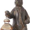 NIKKY HOME Easter Bunny Decorations, Vintage Resin Bunny Figurine with Lantern, Metal Rabbit Tealight Candle Lantern Holder Rabbit Outdoor Statues Gift for Garden Home